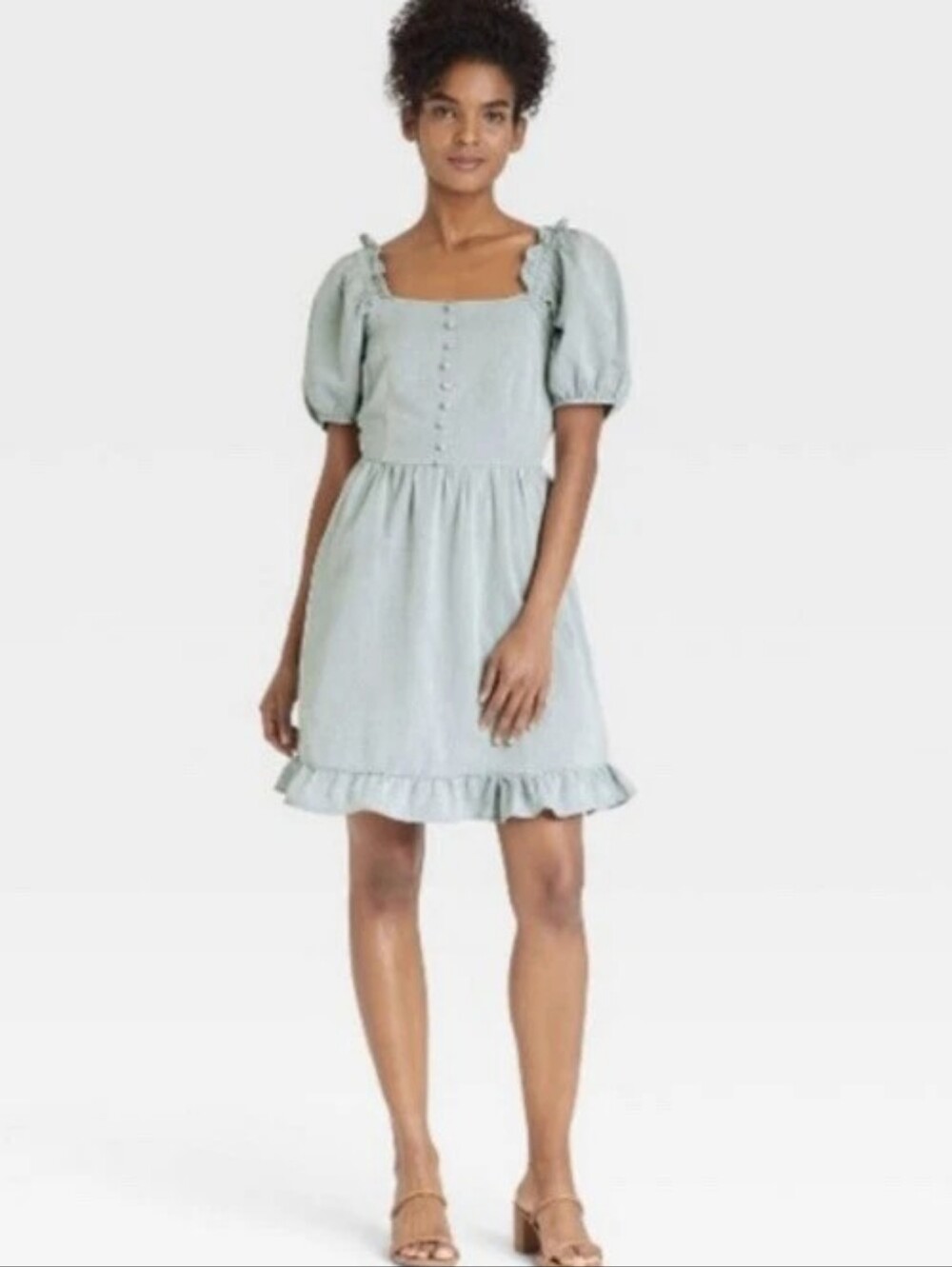 Linen Light Chambray Ruched Back on or off shoulders